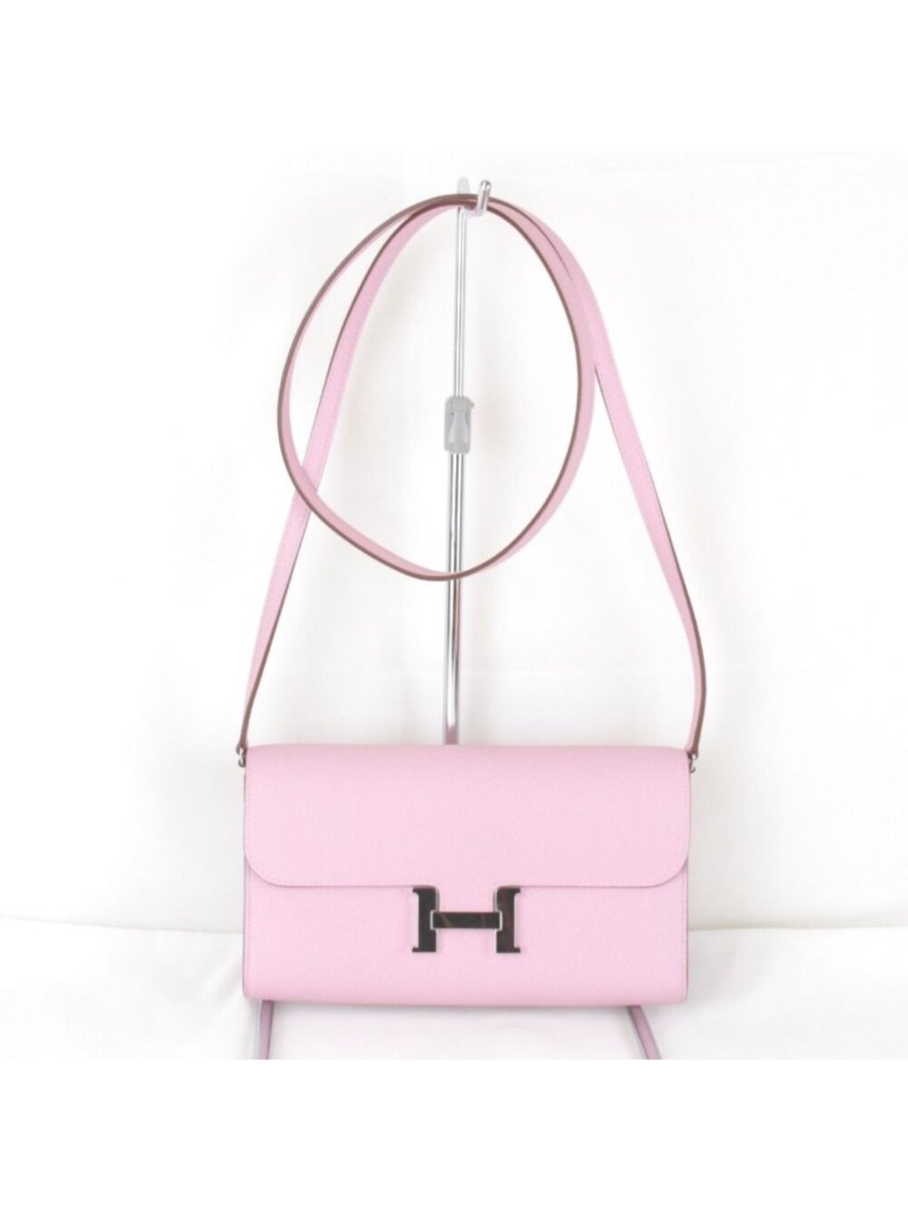 Hermes Constance To Go Silver Z-engraved Shoulder Bag Leather Pink Mini